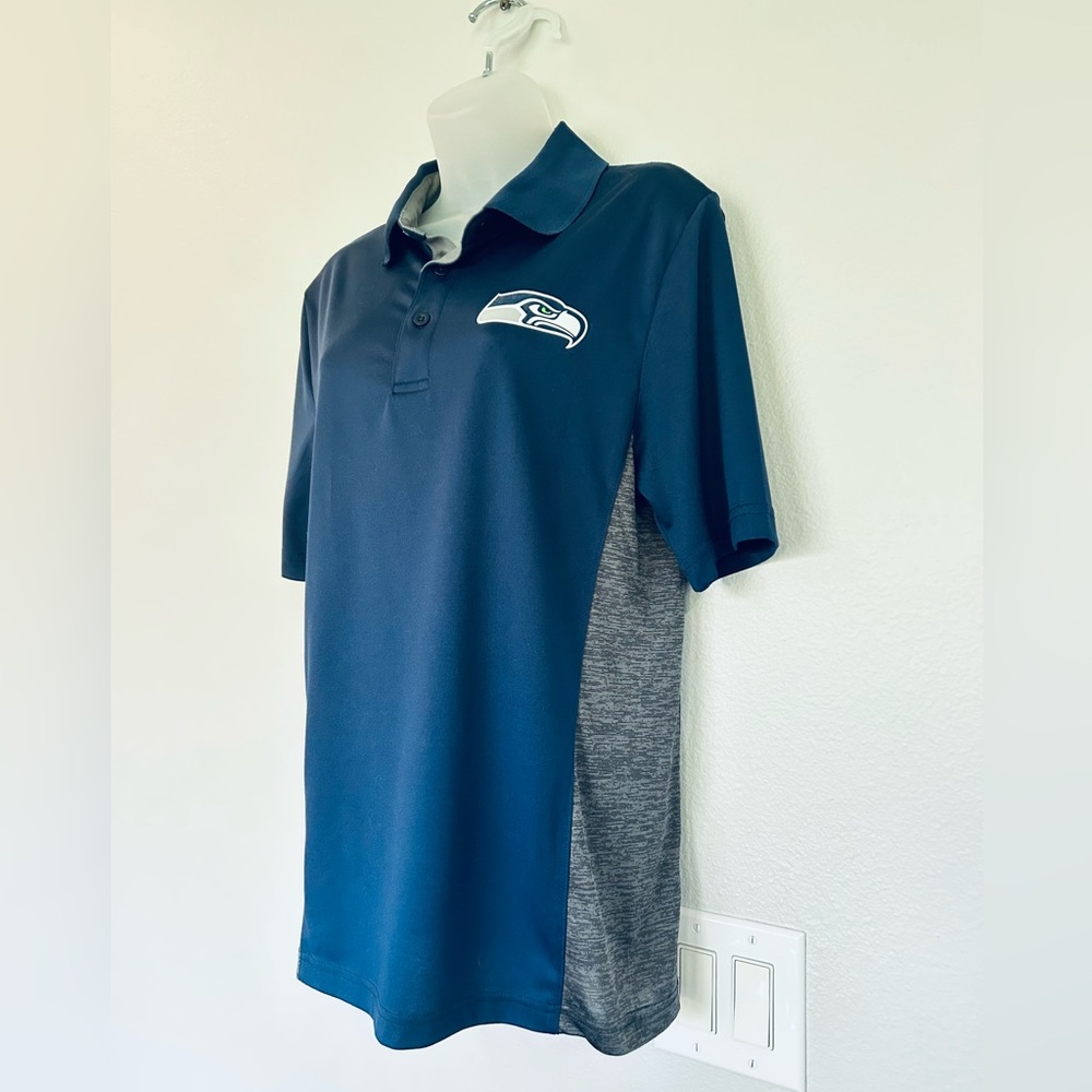 Seattle Seahawks Navy Polo Shirt with grey sides - Picture 2 of 7